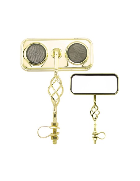 Rectangle Cage Mirror Gold Black Reflectors.